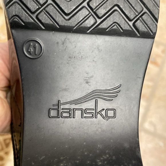 Dansko Clog Womens Sz 41 Black silver Marble Patent Leather Nurse Comfort - Picture 7 of 9